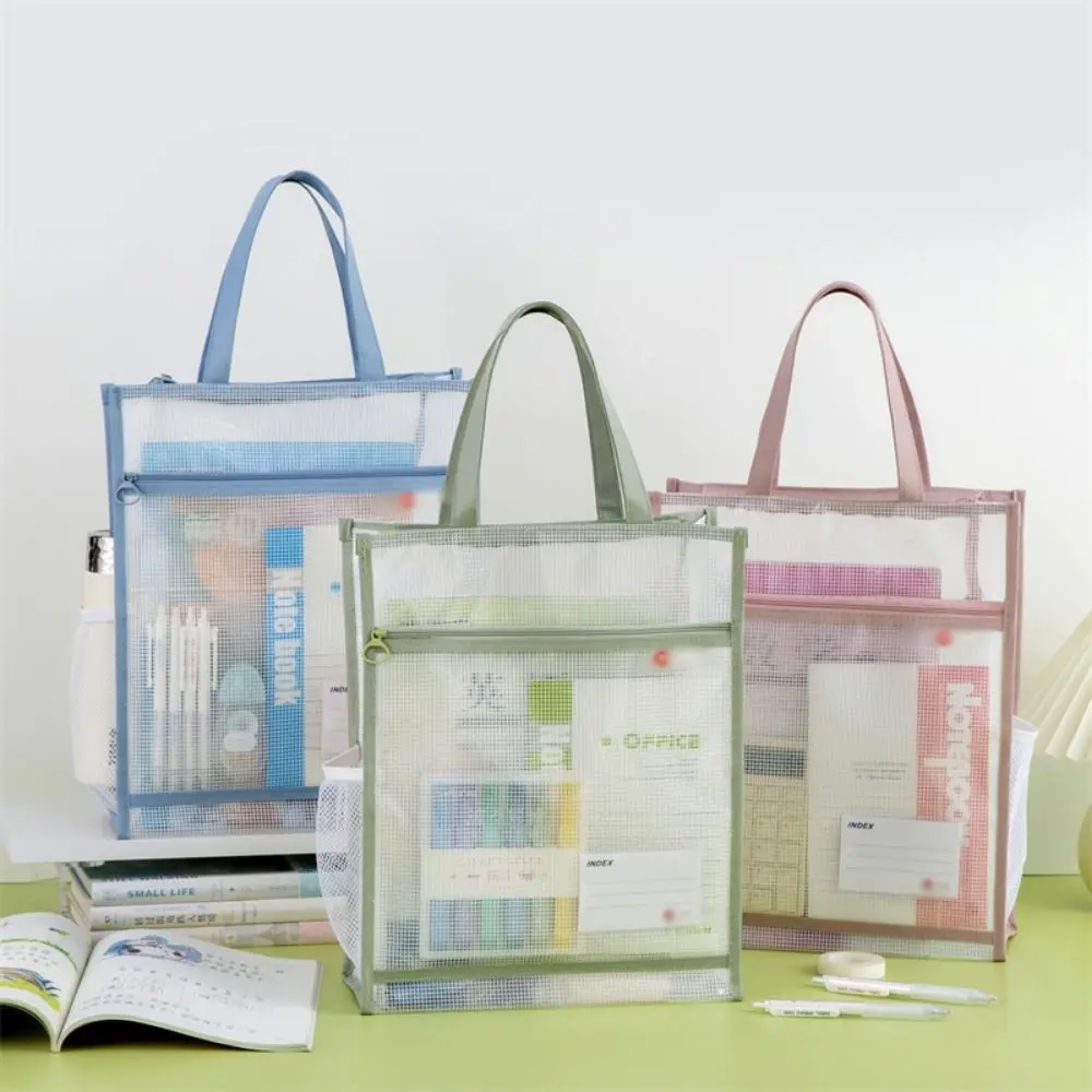 

Clear A4 File Storage Bag Multi-layer Waterproof Data Document Bag with Handle Thickened Zipper Pouch Bag School Office Supplies
