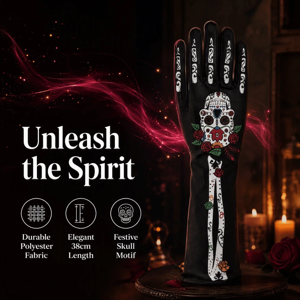 Creative 3D Skeleton Design Halloween Gloves Long Convex Skeleton Gloves Unisex Design Halloween Cosplay Gloves Festival Costume