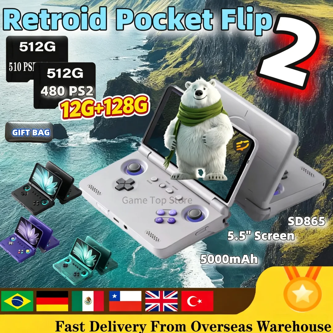 Retroid Pocket Flip 2 Handheld Console SD865 5.5”1080p Oled Wifi6