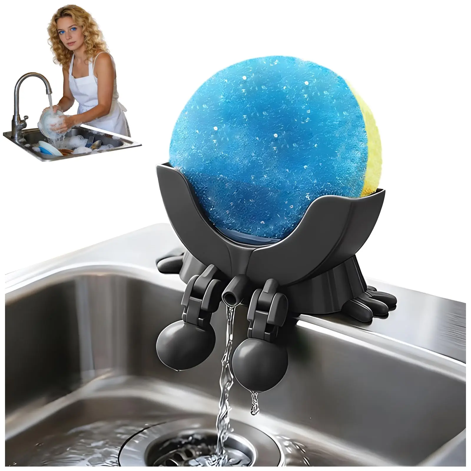 

2pcs Cute Hanging Sponge Holder with Drainage, 2026 New Sponge Holder with Drainage Featuring Legs and Open Draining Design