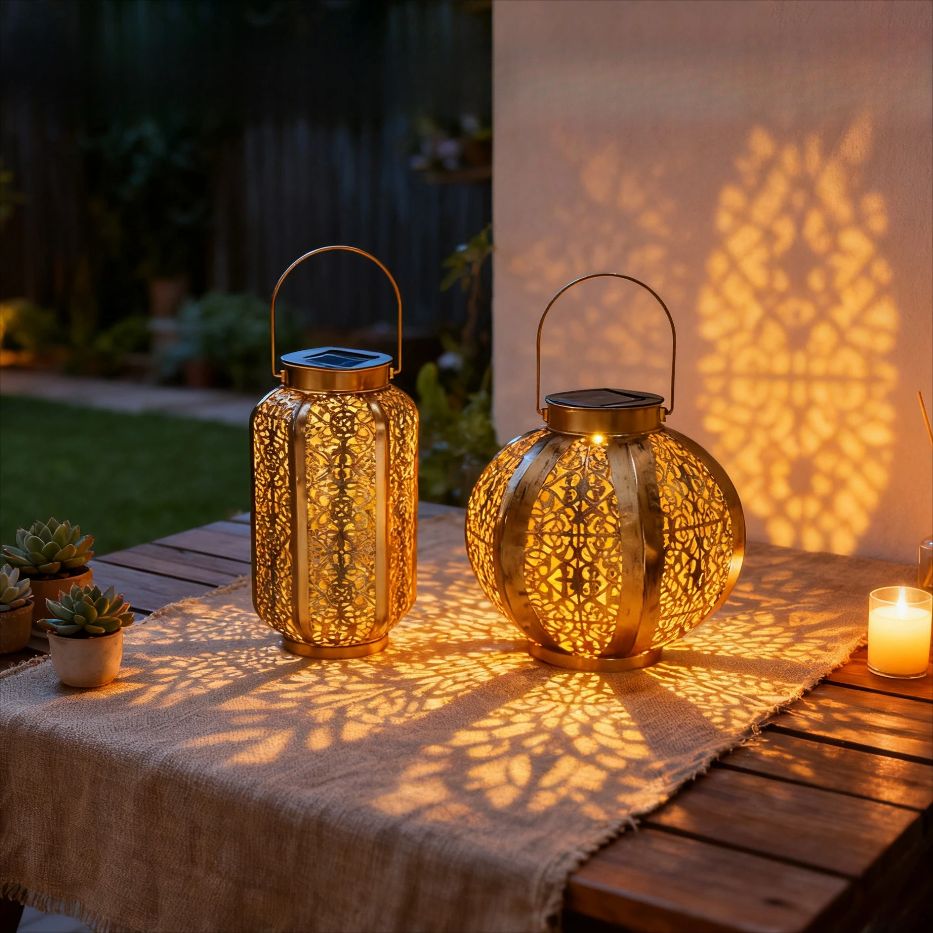 

Солнечная полая лампа из кованого железа, проекционная лампа, уличный двор, сад, декоративная ландшафтная лампа