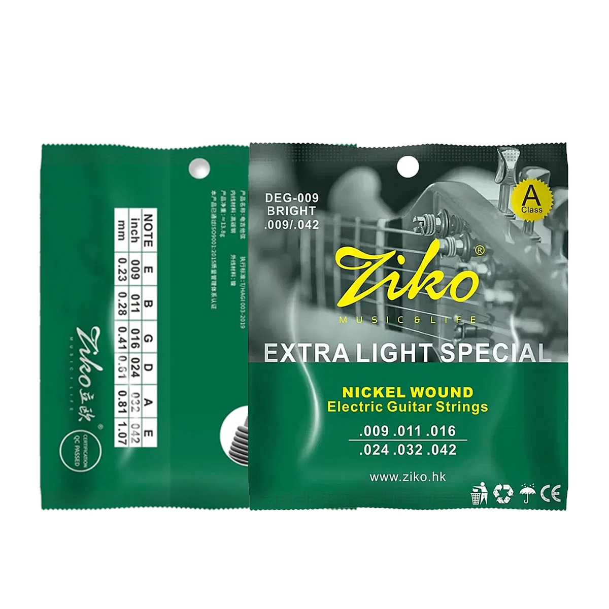ZIKO DEG-009 Nickel Coated Electric Guitar Strings, Extra Light Steel Core Strings Set for Electric Guitar Beginners