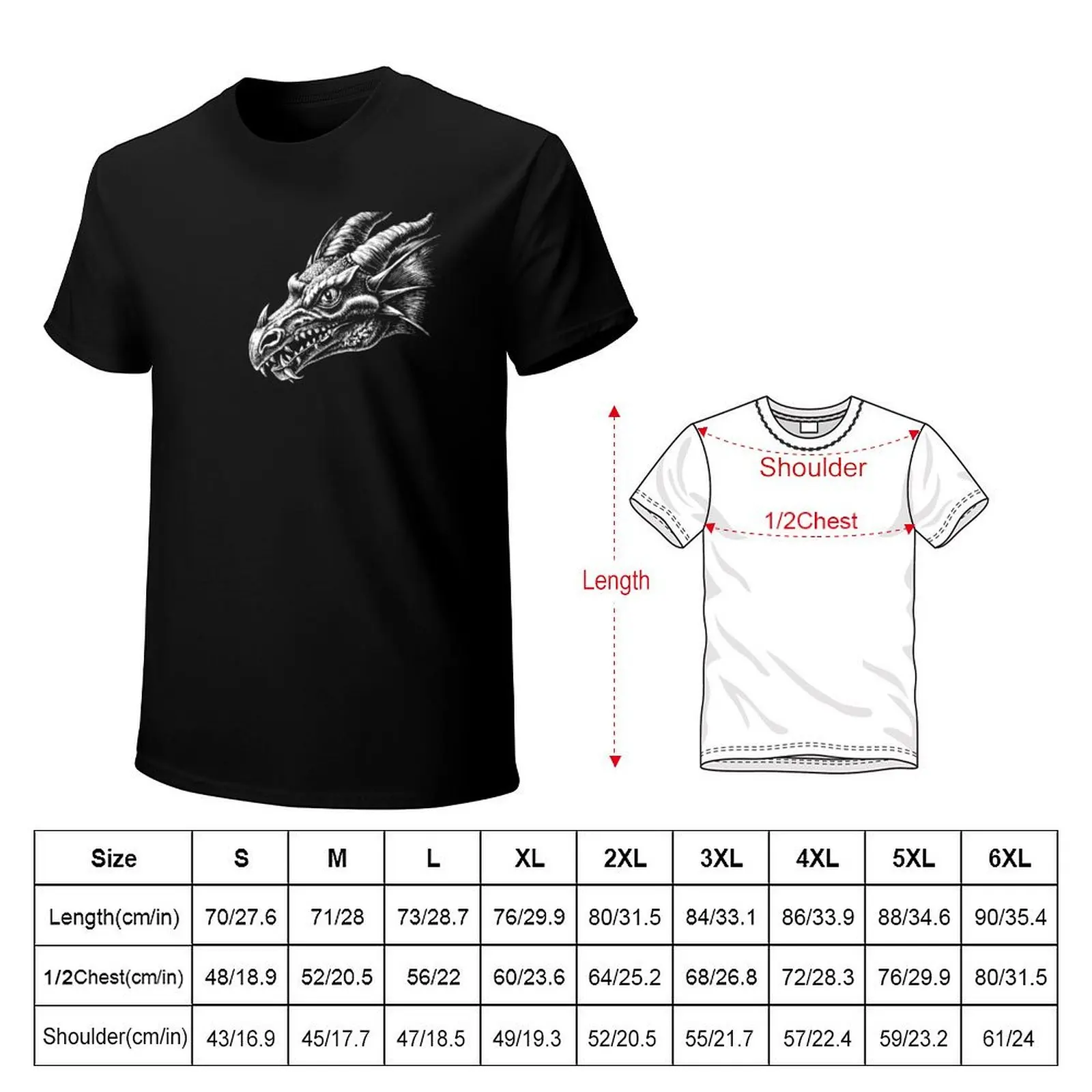 Cool Dragon Head Engraving design T-Shirt t shirts designer T-Shirt