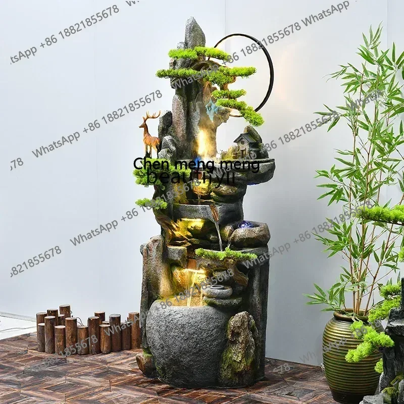 smt7486 new  ssChinese Zen waterscape rockery flowing water fountain living room landscape ornament water wheel floor decoration