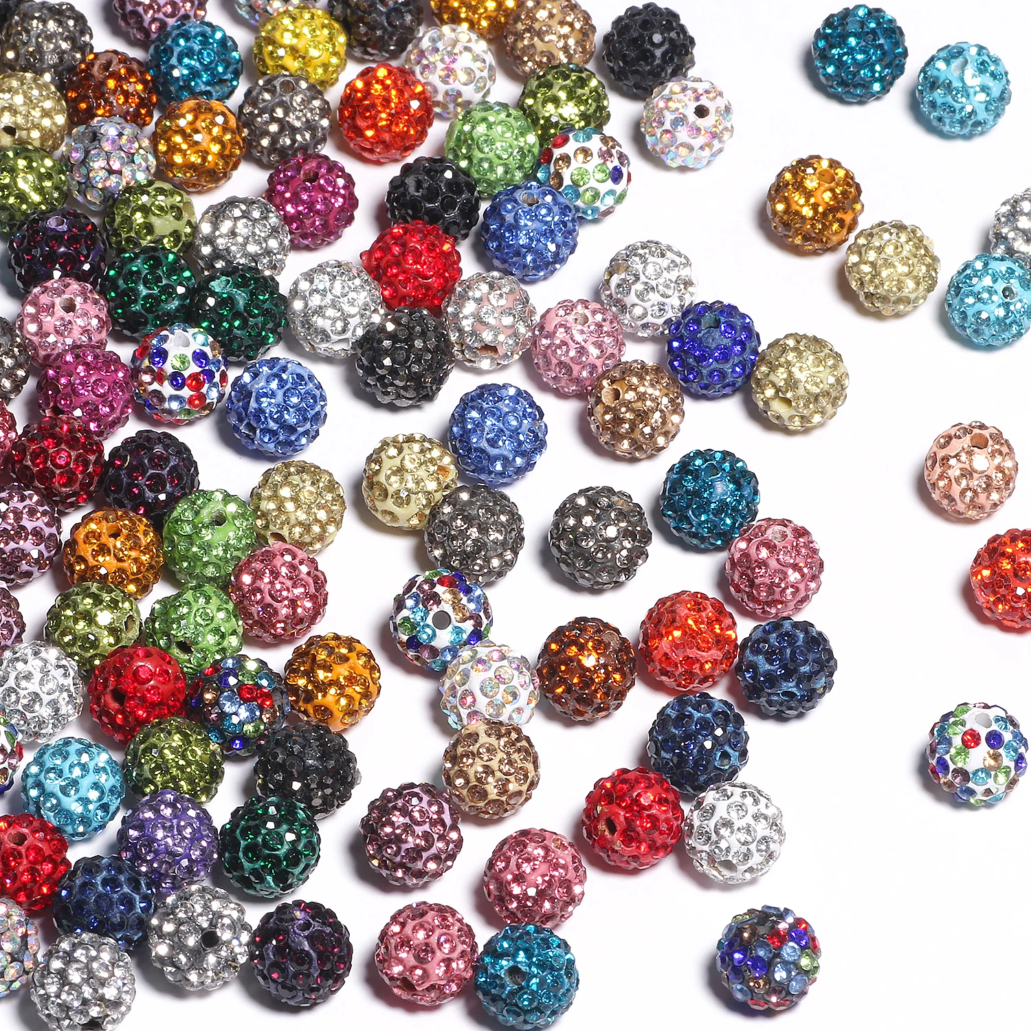 Crystal Rhinestone Pave Disco Ball Clay Bead Round Loose Beads Charms for Jewelry Making DIY Bracelet Necklace Earring Accessory