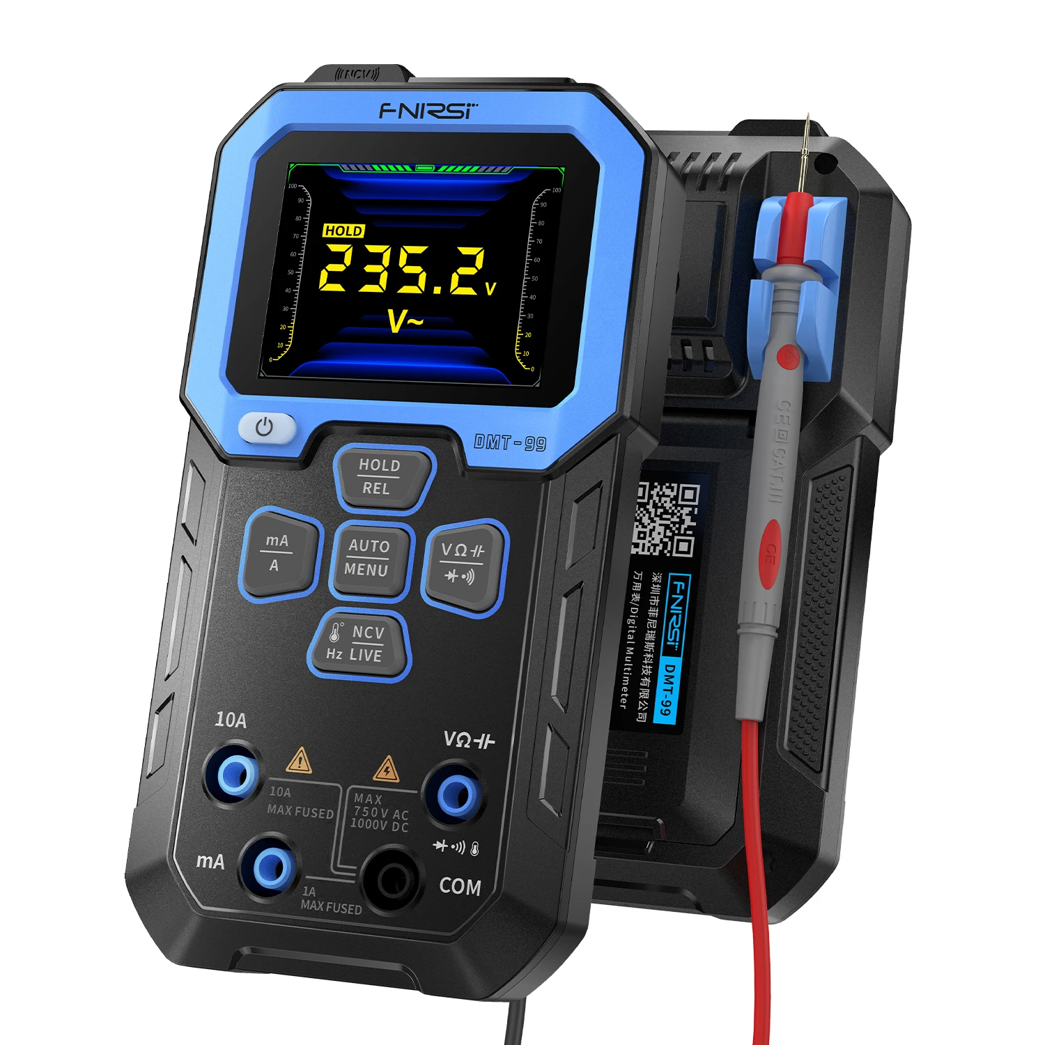 Imagem -06 - Multímetro Digital 9999 Contagens Alcance Automático 1000v 10a ac dc Resistência à Tensão Diodo Capacitância Ncv hz Fio Vivo Fnirsi-dmt-99