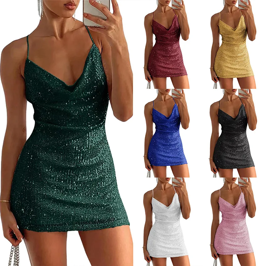 مثير الأمريكية Sle ort Dr تألق الترتر Bodycon تنورة Strapl مشرق ألياف البوليستر عالية الخصر الصيف Faion #1