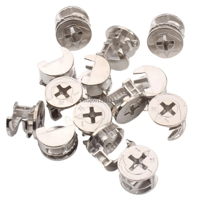 50PCSThree في واحد عجلة غريب الأطوار من سبائك الزنك 10/16/18 سنتيمتر نوع الأثاث تفكيك وتجميع السحابات المطلية بالنيكل