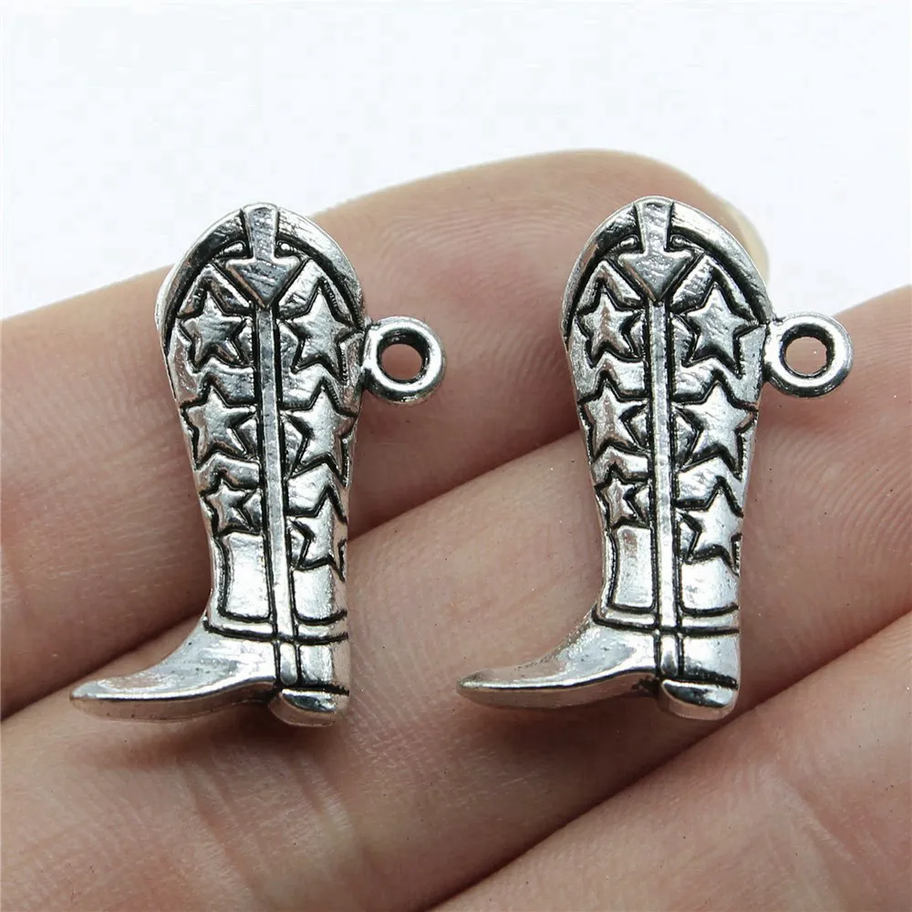 Accessories For Women 3D Cowboy Shoe Boots Charms Jewelry Making Supplies 26x20x8mm 3pcs