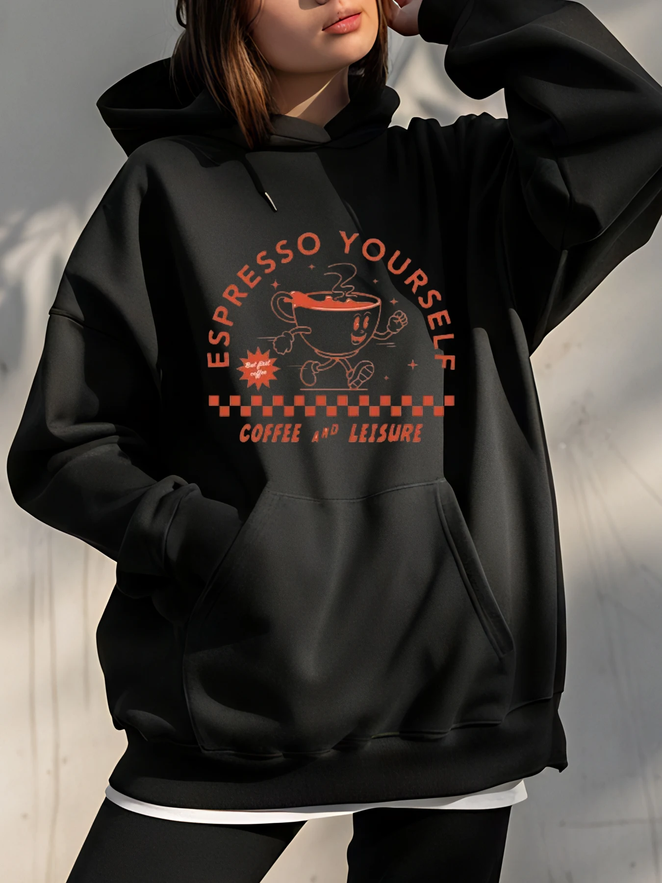 

Толстовка с капюшоном Espresso Yourself, кофейная чашка, повседневная толстовка с принтом, женская осенне-зимняя уличная мода
