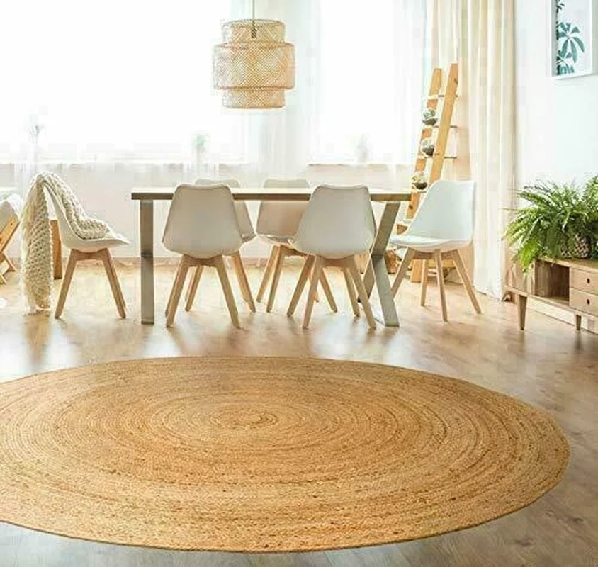 

Jute Rug Round 100% Natural Round Carpet Jute Style Rug Reversible Braided Modern Rustic Home Decoration