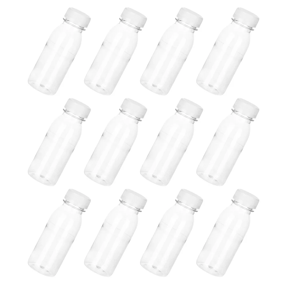 

12pcs 12 Pieces 200ML Clear PET Plastic Beverage Bottles Food Grade Thickened Reusable Juice Packaging Fruit Tea Drinks Storage