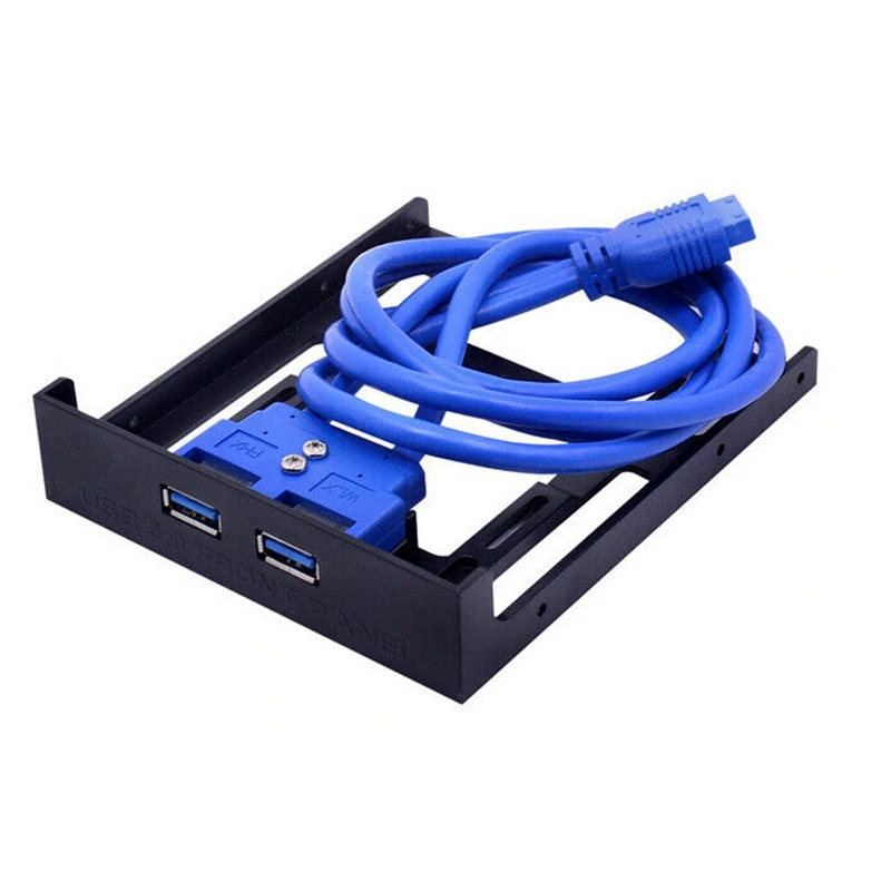 OUVU-2 puertos USB 3,0 Panel frontal Bahía de disquete 20 pines USB3.0 Hub Cable de expansión adaptador soporte de plástico para PC de escritorio