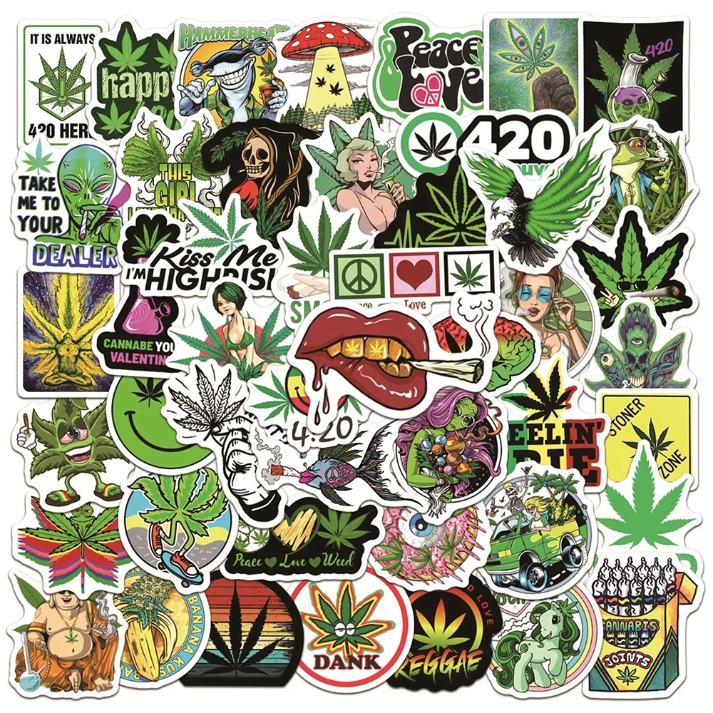 10/30/50PCS Funny Characters Leaves Weed Smoking Graffiti Stickers DIY Skateboard Fridge Guitar Motorcycle Cool Sticker Kid Toys