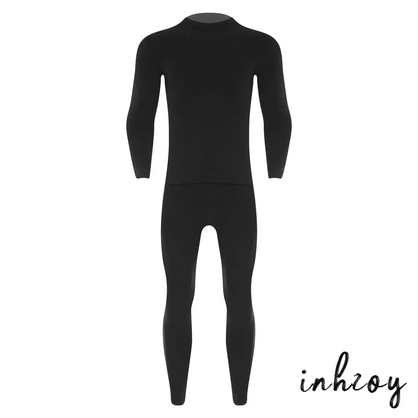 

Mens Long Sleeve Mock Neck Thermal Underwear Base Layer Soft Breathable Tops with Bottom for Winter Thermal Pajamas Sleepwear
