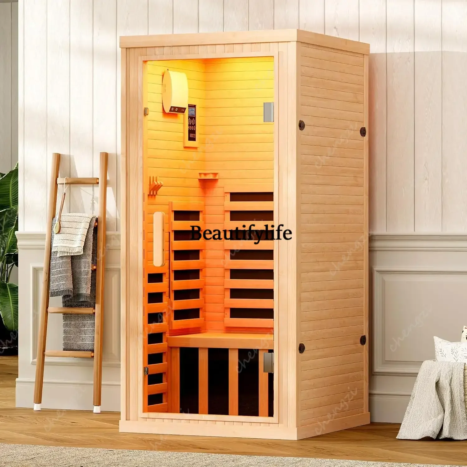 32 1 Person Infrared Sauna with 7-Color Light Therapy, Low EMF 1260W, Custom
