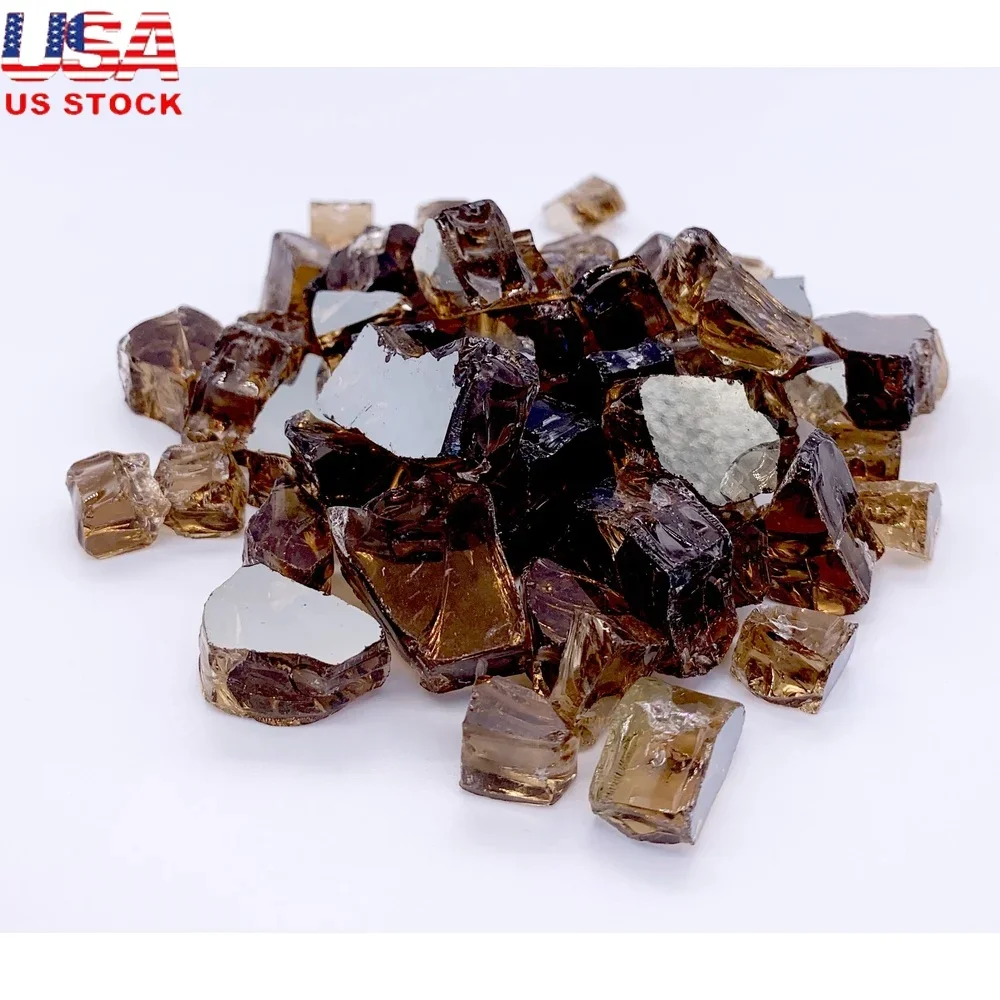 

Copper Reflective Heat Treated Fire Glass 1/2 inch 10lb Premium Outdoor Indoor Fireplace Decor Modern Firepit Replacement