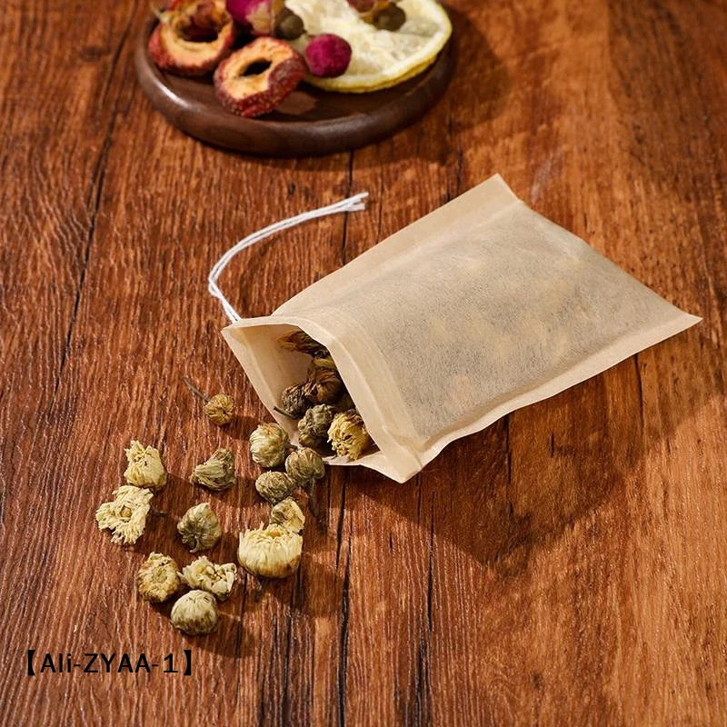 【A】100Pcs Natural Filter Paper Tea Bags Set, Empty Drawstring Wood Pulp Teabags, Household Infuser Sachets for Spice Coffee Herb