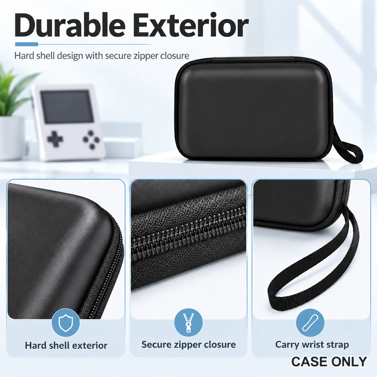 For Analogue Pocket Case Hard EVA Carrying Bag Protective Storage Cover Handheld Game Console Organizer with Mesh Pocket Divider