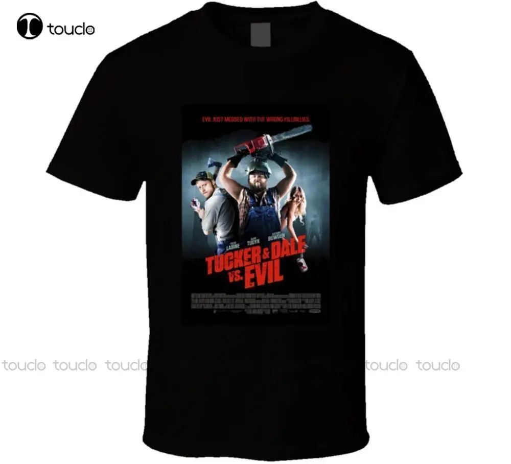 Tucker And Dale Vs Evil Cool Horror Movie Poster Fan T Shirt summer 100% Cotton Print Mens Summer O-Neck Casual T Shirts