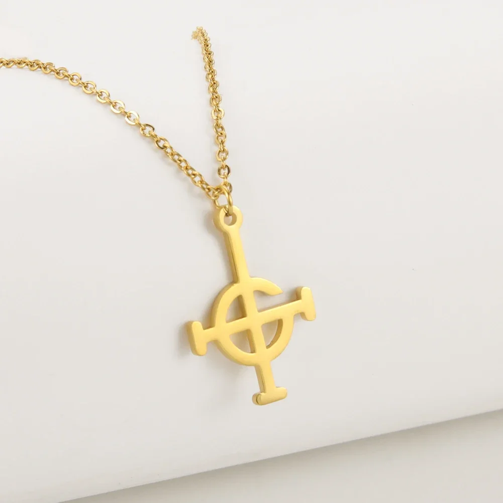 Dreamtimes 2023 Ghost BC nameless Stainless Steel Cross Necklace Ghoul band Chain Pope emeritus G symbol Men Necklaces Jewelry