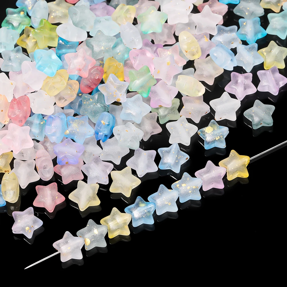 50Pcs Acrylic Beads Star Shape Gradient Spacer Beads DIY Bracelet Necklace Phone Chain For Jewelry Making Supplies