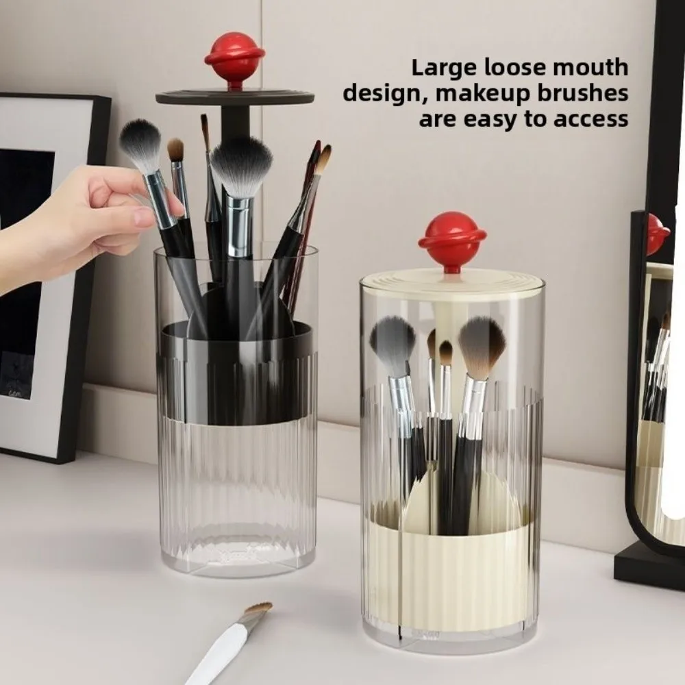 Automatic Lifting Makeup Brush Holder Dustproof with Lid Lipsticks Storage Rack Plastic Multi-functional Makeup Organizer