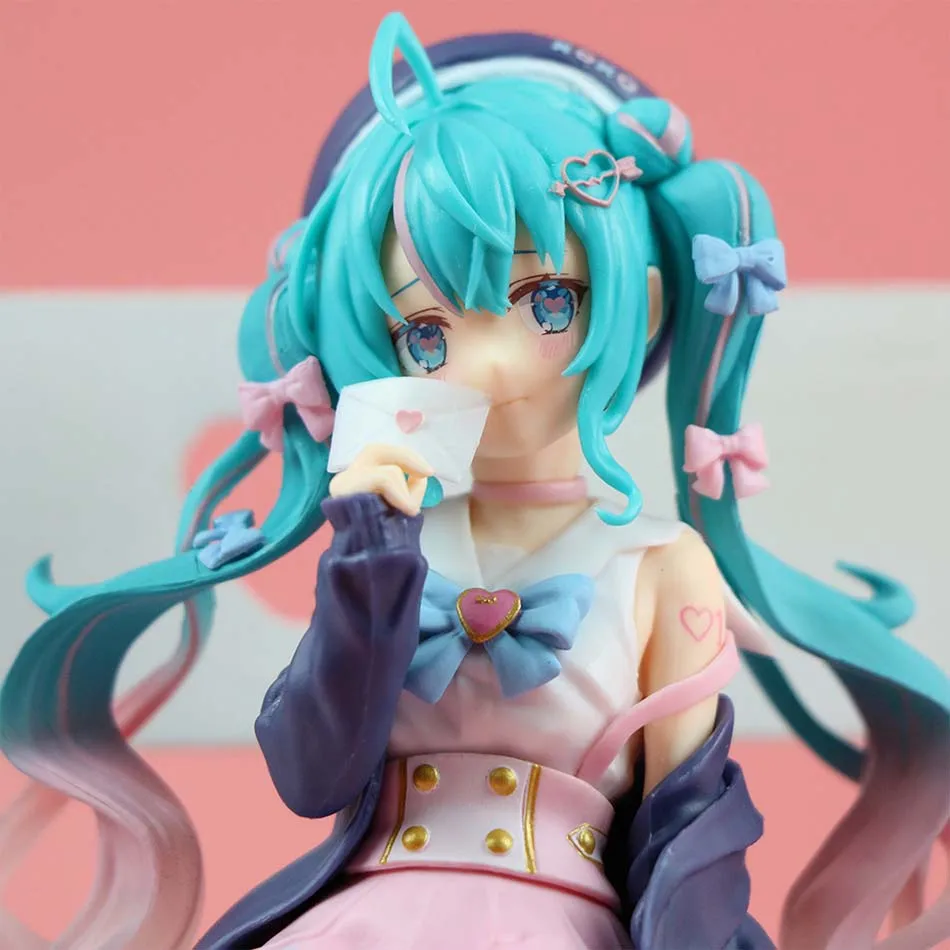 Neue Hatsune Miku Anime-Figur, rosa Sakura, sitzende Pose, PVC-Actionfigur, Modellspielzeug, Dekoration, Sammlerstück, Geschenk