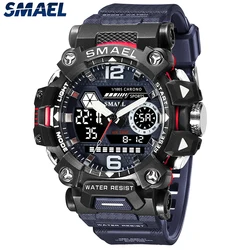 SMAEL – montre numérique de sport pour homme, étanche 50m, résistante aux chocs, LED, numérique, militaire, 8072