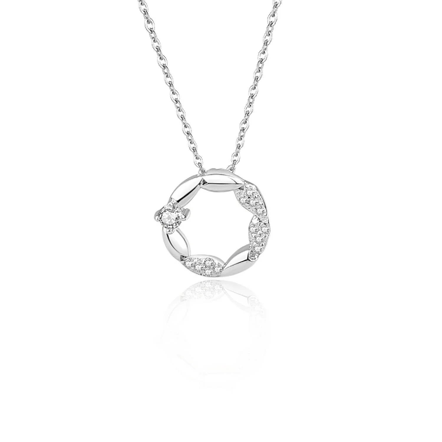 

Mori Lucky Korean Version Tanabata Necklace for Female S925 Silver Wreath Diamond Inlay Gold Zircon Pendant Valentine's Day Gift