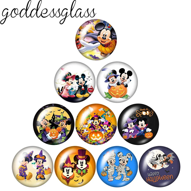 Disney Happy Halloween Mickey Minnie and Friends 12mm/18mm/20mm Round glass cabochon flat back Making findings for bracelets