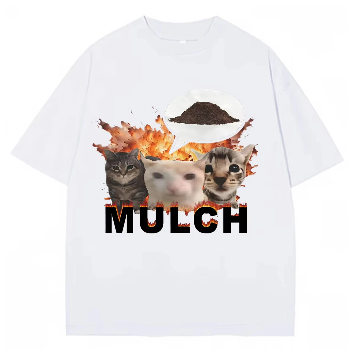FUNNY Mulch Cat Meme T-Shirts Mens Women Fashion Graphics Streetwear Cozy Cotton Clothing Hip Hop 90S Oversized Hot Sale T Shirt