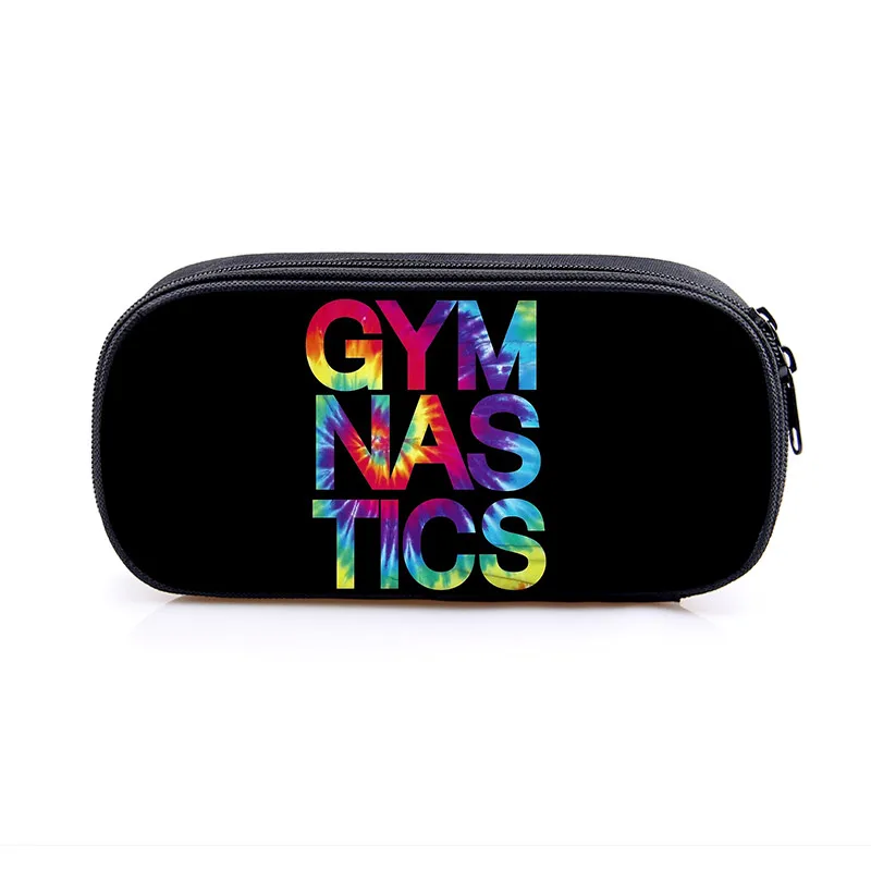 Cute Gymnastics Art Print Cosmetic Case Pencil Box Girls Stationary Bags Schoolbags Canvas Pencil Bags Kids School Supplies Gift