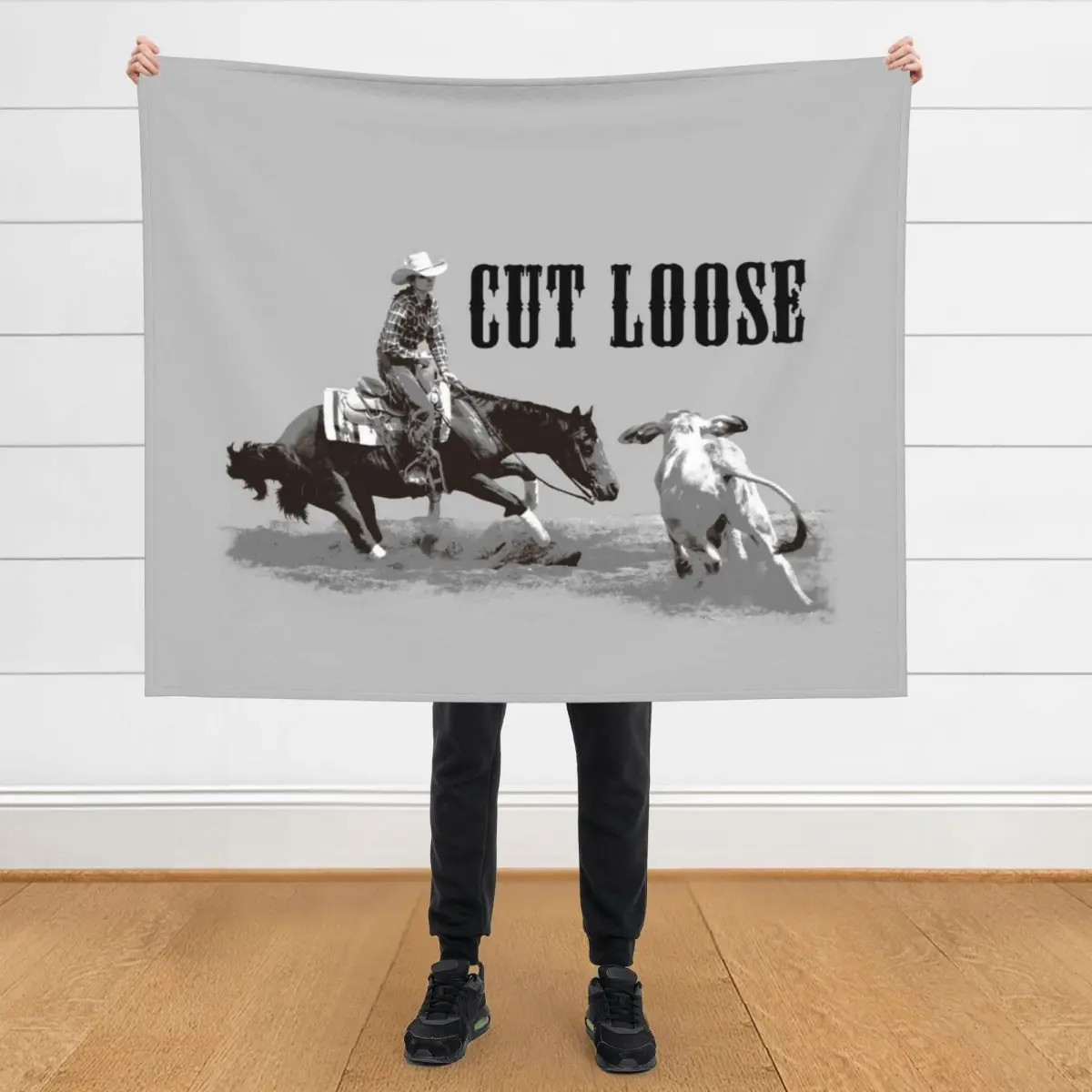

CUTTING HORSE, COW HORSE, CUT LOOSE Плед Дизайнерские одеяла для ребенка Декоративные пледы