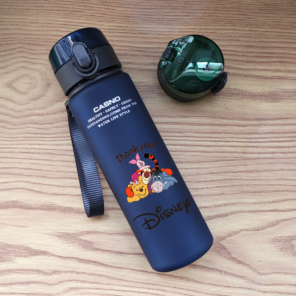 

560ml Disney Winnie The Pooh Tigger Piglet Drinking Outdoor Capacity Sports Cup Children Portable Plastic Black Blue Bottle Gift