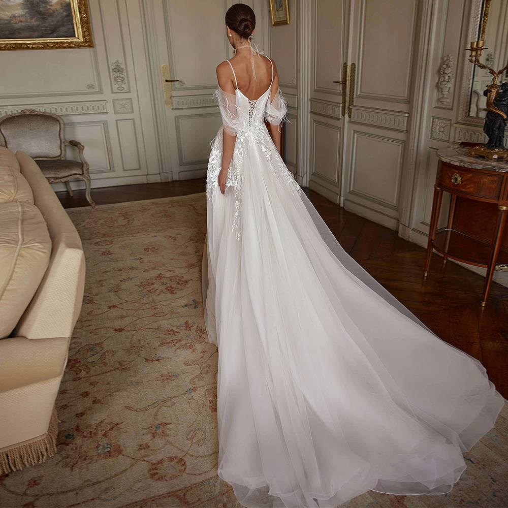 

Customized Elegant White Organza Wedding Dress Classic Sweetheart Sleeveless Bridal Gown Boho A-Line Chapel Train Robe de mariée