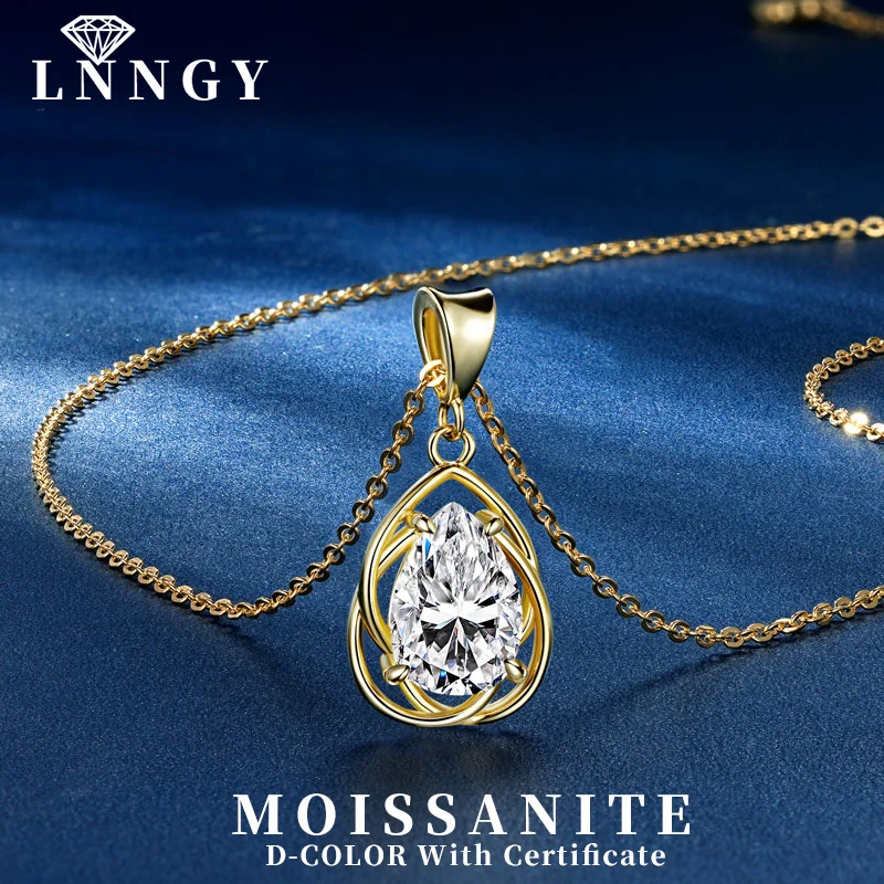 

Колье Lnngy French Classic с муассанитом огранки «груша» 2,0 карата, подвеска-капля из стерлингового серебра 925 пробы, ювелирное изделие для женщин