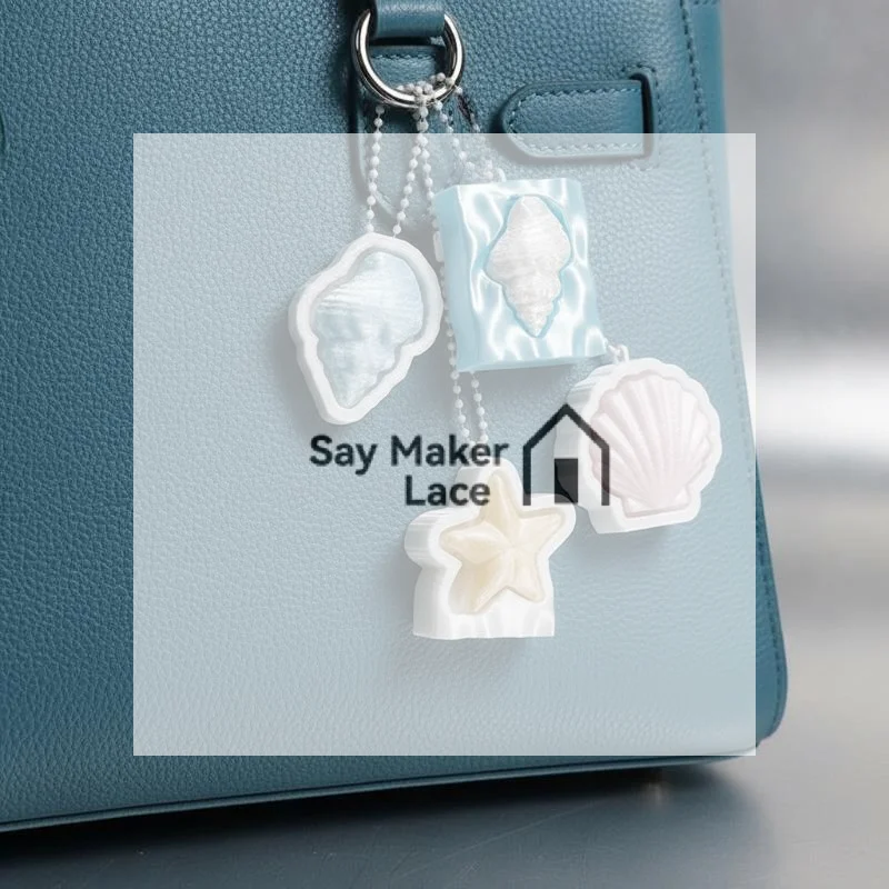 Romantic Beauty Coastal 3D Sea Star Seashell Blue Water Ripple Press Decompress Key Chain Pendant Decoration