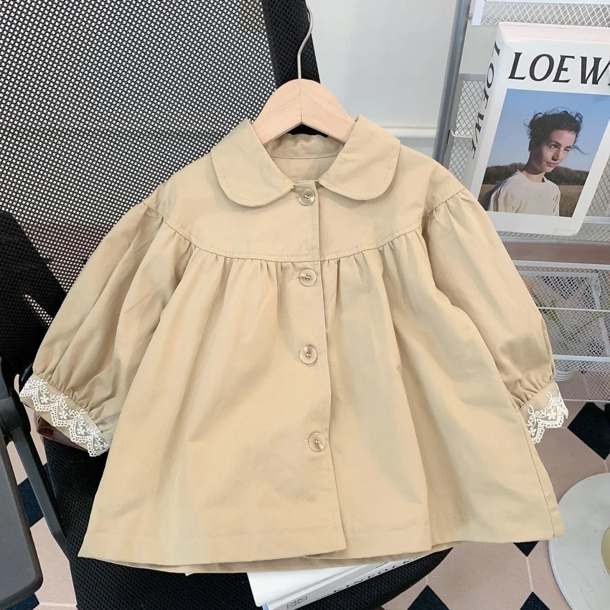 Girls Windbreaker Jacket Spring Autumn Fashion Kids Casual Trench Coat Trendy Children Outerwear