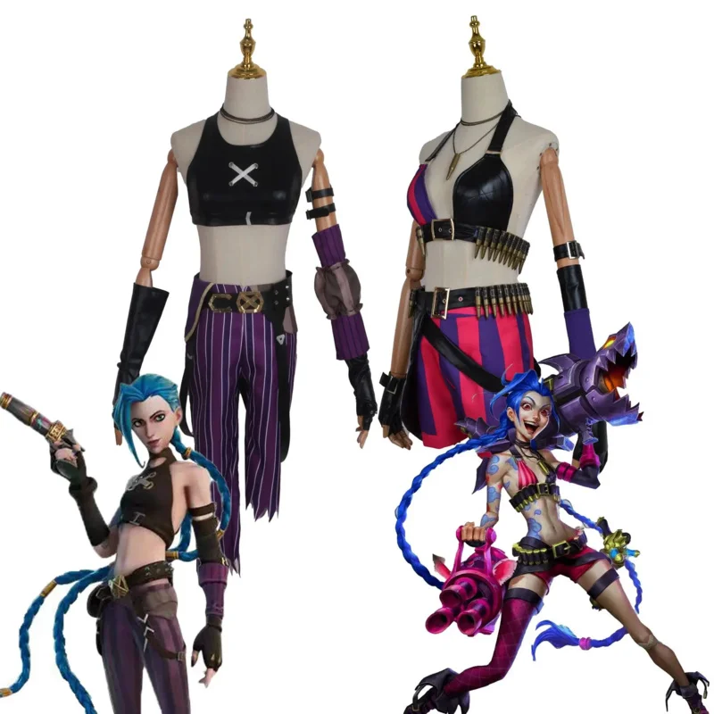 Disfraz de la Liga de Leyendas Jinx LOL para mujer, disfraz de Anime con peluca, novedad de 2023