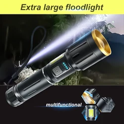 White Laser LED Flashlight Strong Light USB Rechargeable Zoom Torch Camping Outdoor Hunting Fishing Walking Lighting Lantern