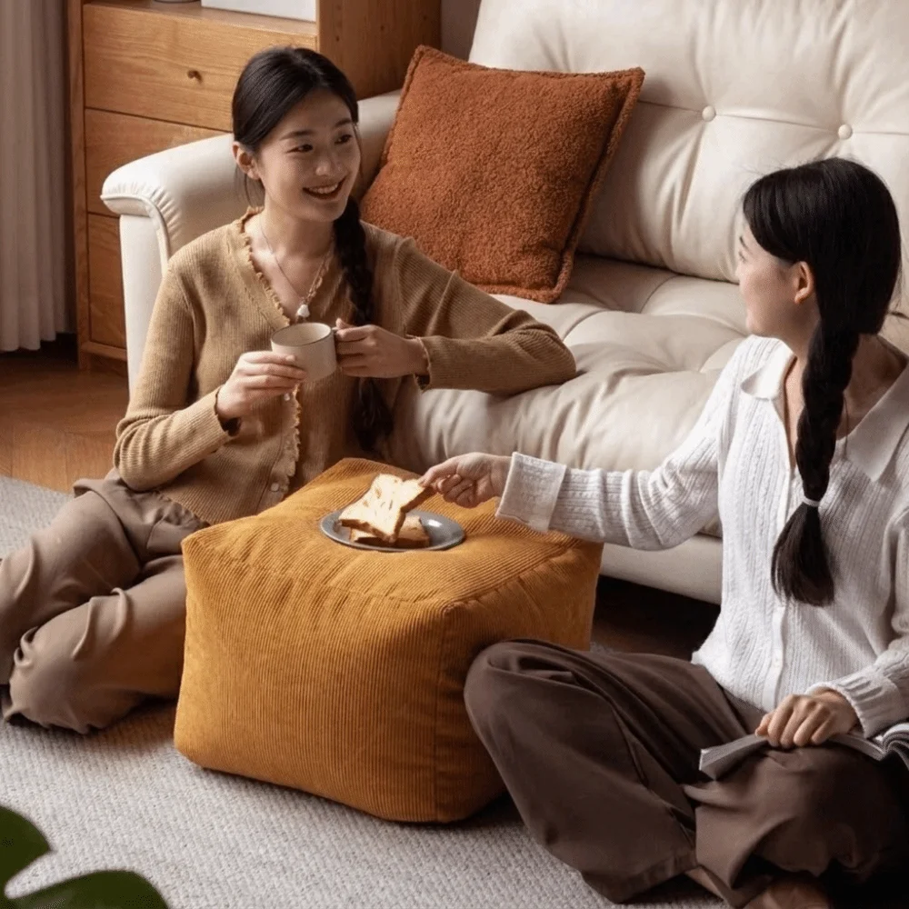 No Filling Seat Cushion Cover Large Capacity Japanese Style Storage Bag with Handle Soft Sofa Footstool Cover Living Room