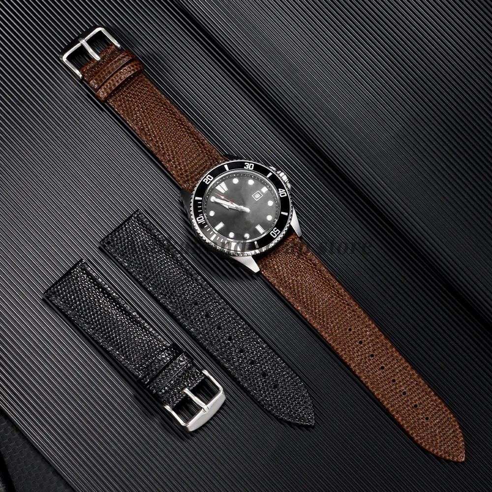 14mm 15mm 16mm 18mm 19mm 20mm 21mm 22mm Lizard Pattern Leather Watch Band For Seiko For Omega Cowhide Watch Strap Men Bracelets