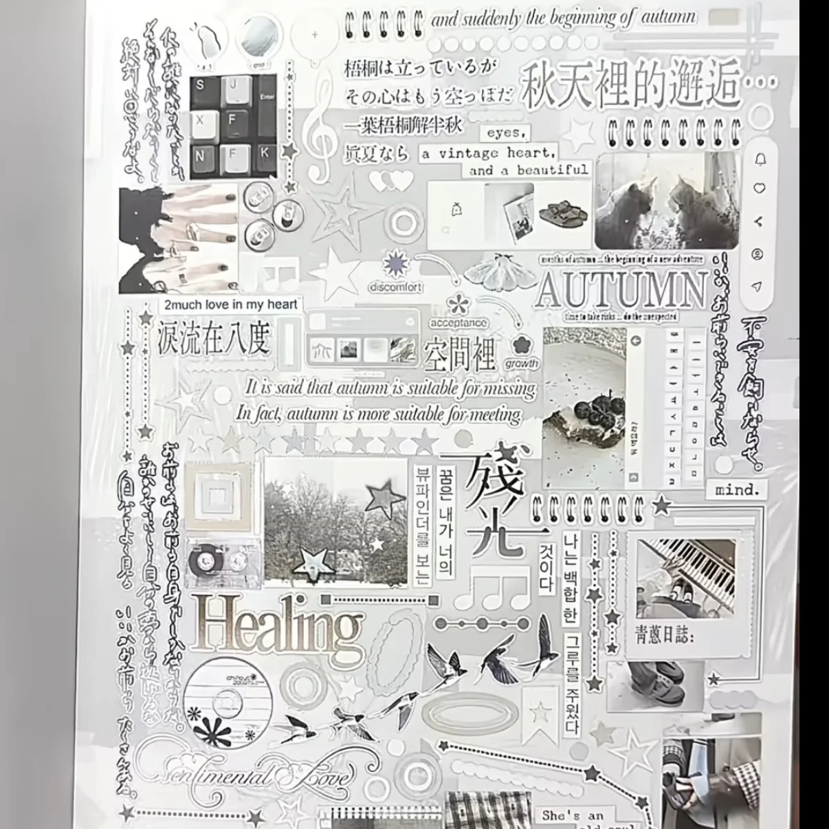 INS Koreanisches Stickerbuch im neuen Stil, literarisches Stickerbuch, ausgeschnittene Folien, niedliche Handkonto-DIY-Dekoration, Collagematerial, Dekoration – Detail 3