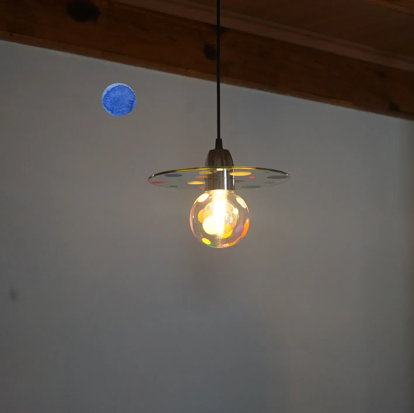 Vintage Colored Crystal Disc-shaped Bead LED Pendant Light Indoor Art Hanging Lamp Living Room Study Home Decoration Chandelier