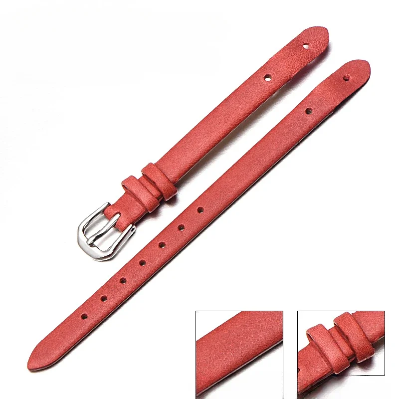 Correa de cuero genuino con herramienta para reloj de piel de vaca para mujer, interfaz en forma de U, Es4119, Es4000, negro, marrón, 8mm