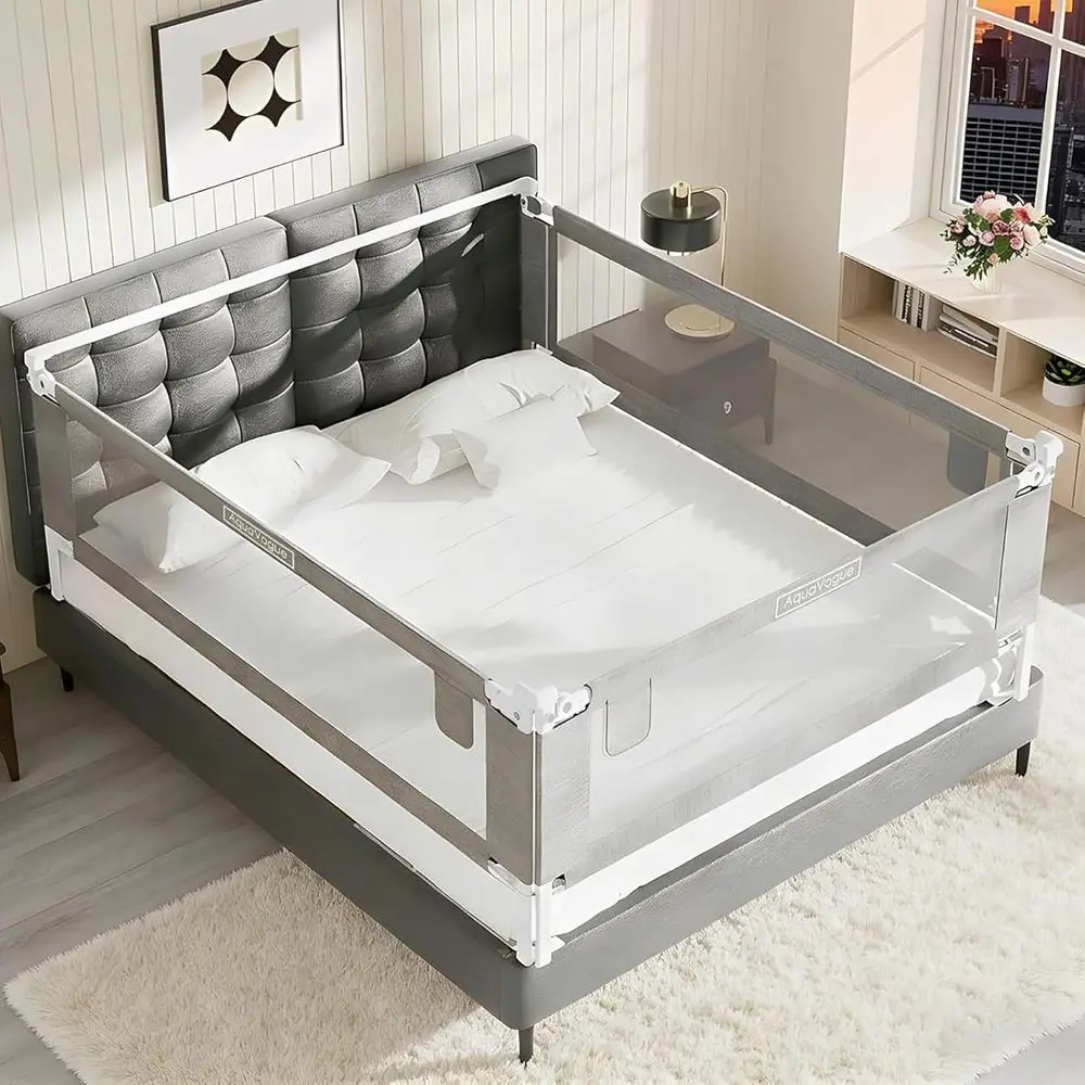 

Регулируемые по высоте защитные бортики для детской кровати для кроватей размера King Size (78.7x78.7x74.8, серый)