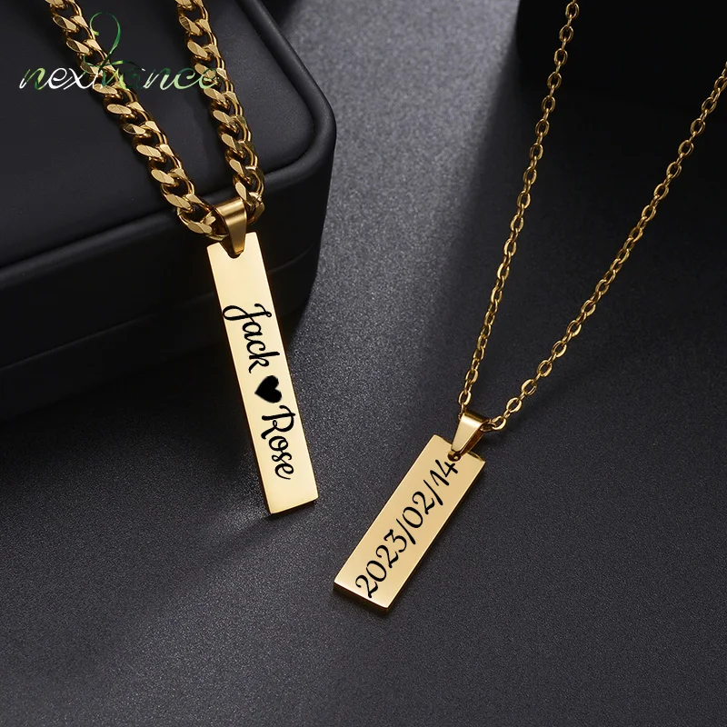 Nextvance Customized Engrave Name Text Pendant 2 Color Plate Fashion Necklaces Lasering Letter For Men Personalized Jewelry Gift