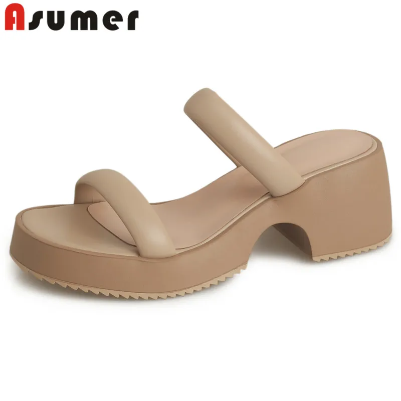 

ASUMER 2024 New Microfiber Summer Platform Shoes Top Sale Ladies Casual Slippers Thick High Heels Women's Shoes