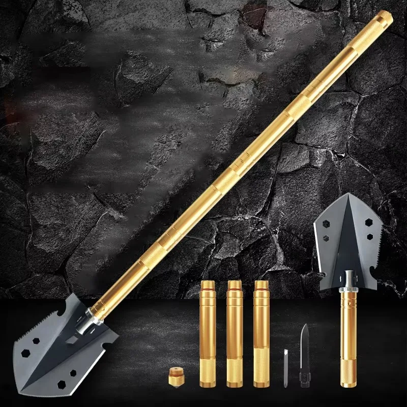 Aluminum Alloy Folding Multifunctional Spade, Portable Outdoor Tool for Camping, Gardening and Farmland Digging